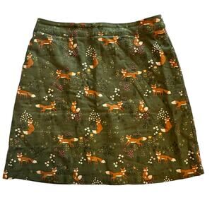 Modcloth Forest Green Fox Pattern A-Line Skirt